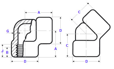 Dimensions Threaded Elbows 90°/45° ASME B16.11