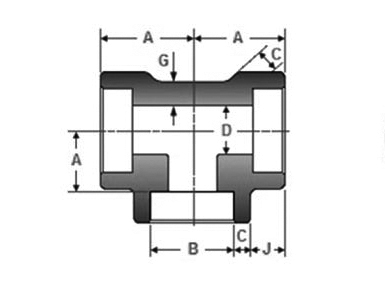 ASME B16.11 Socket Weld Equal Tee Dimensions